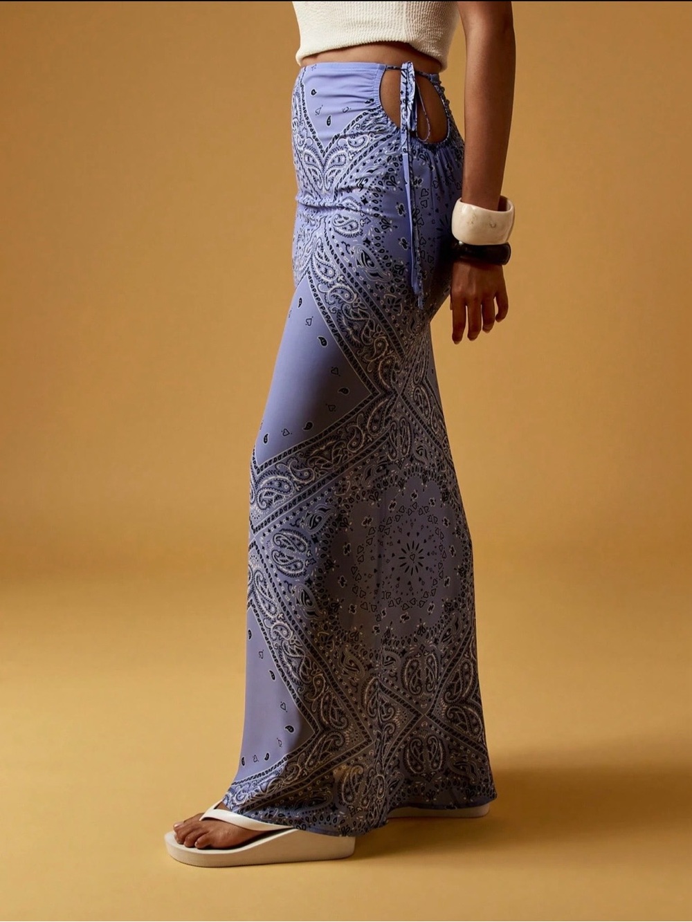 Missguided Bandana-Print Maxi Skirt with Side Tie Cutout